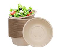 yayafunfun 50Pcs Small Disposable Brown Bowls for Parties,11.8oz/350ml Brown Paper Bowl Serving Biodegradable Dessert Soup Sugarcane Bowl Compostable Bowls Picnic for Hot Cold Food