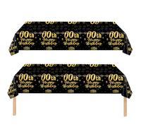 yayafunfun 60th Birthday Table Decoration, 2Pcs Black Gold Table Cloth,Happy Birthday Tablecloth for Men Women,137 * 274cm Plastic Tablecloths Table Cover 60th Birthday Decorations for Him Her