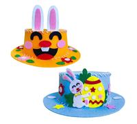 yayafunfun DIY Easter Bonnet Craft Kit for Kids - 2 Pack Felt Hats with Bunny, Eggs & Reusable Decorations | School Parade Competition Supplies, Easter Crafts for Boys Girls (Age 2+)