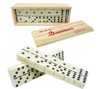 yayafunfun Dominoes Set for Kids Adults, Double Six Traditional Dominoes Games, 28 Pieces Retro Classic Dominos Set in Wooden Box, Board Games Gift for Birsthday Christmas Party