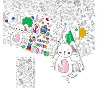 yayafunfun Easter Bunny Giant Colouring Tablecloth for Kids, 54x108inch Rabbit Coloring Poster Kids Art Table Cover Drawing Paper Roll Table Cover Colouring Sheet for Easter Crafts Gift Party Decor