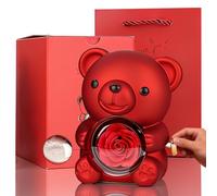 yayafunfun Red Romantic Teddy Bear with Preserved Rose Heart, Hidden Jewelry Box, Eternal Red Rose Teddy Bear Gift for Women Girl Valentines Day, Mother's Day, Birthday,Wedding, Bridal Shower