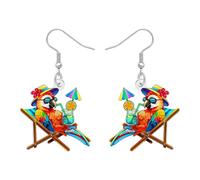 YAYAKO Acrylic Funny Parrot Earrings Tropical Bird Summer Beach Hawaiian Jewellery for Women Margarita Accessories Vacation Party Gifts (Colorful)