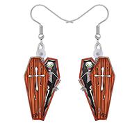 YAYAKO Acrylic Halloween Spooky Casket Coffin Earrings Dangle Drop Weird Gothic Jewelry Horror Gifts for Women (Orange)
