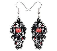 YAYAKO Acrylic Halloween Spooky Casket Coffin Earrings Dangle Drop Weird Gothic Jewelry Horror Gifts for Women (Black)
