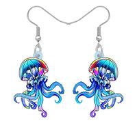 YAYAKO Acrylic Jellyfish Earrings Dangle Jewellery Crab Octopus Whale Turtle Earrings for Women Girls Ocean Animals Summer Gifts (Jellyfish Cobalt)