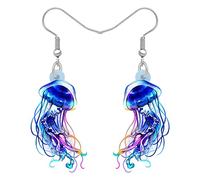 YAYAKO Acrylic Jellyfish Earrings Dangle Jewellery Crab Octopus Whale Turtle Earrings for Women Girls Ocean Animals Summer Gifts (Jellyfish Sky Blue)