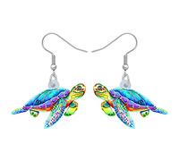 YAYAKO Acrylic Jellyfish Earrings Dangle Jewellery Crab Octopus Whale Turtle Earrings for Women Girls Ocean Animals Summer Gifts (Turtle Blue)