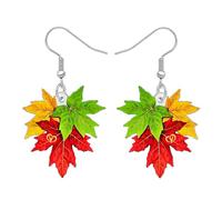 YAYAKO Acrylic Maple Leaf Earrings Dangle Fall Gifts for Women, M, Acrylic, No Gemstone