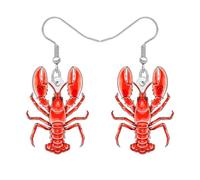YAYAKO Acrylic Red Lobster Earrings Dangling Quirky Crawfish Shrimp Jewellery Ocean Summer Charms Sea Lobster Gifts for Women Mom Beach Lovers (Red)