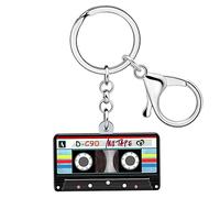 YAYAKO Acrylic Retro Cassette Tape Keychain Vintage Jewelry for Women Girls 90s 80s Accessories Backpack Purse Charms (Multi)