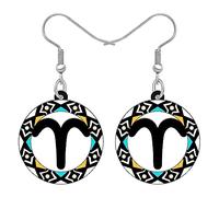 YAYAKO Acrylic Signs Of The Zodiac Earrings Jewelry 12 Constellations Dangle Earrings for Women Girls Beast Birthday Gifts Charms (Aries Mar-23/Apr-23 M)