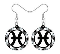 YAYAKO Acrylic Signs Of The Zodiac Earrings Jewelry 12 Constellations Dangle Earrings for Women Girls Beast Birthday Gifts Charms (Pisces Feb-23/Mar-23)