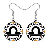 YAYAKO Acrylic Signs Of The Zodiac Earrings Jewelry 12 Constellations Dangle Earrings for Women Girls Beast Birthday Gifts Charms (Libra Sep-23/Oct-23 M)