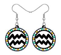 YAYAKO Acrylic Signs Of The Zodiac Earrings Jewelry 12 Constellations Dangle Earrings for Women Girls Beast Birthday Gifts Charms (Aquarius Jan-23/Feb-23 M)