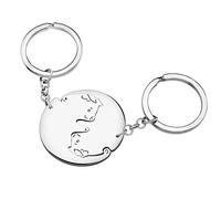 YAYAKO Couple Pig Keychain Stainless Steel Matching Piggy Keyring Cute Farm Animals Gifts for Women Girls Bag Car Key Charms (Matching Silver)