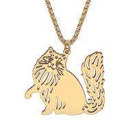 YAYAKO Cute Cat Necklace Chain Stainless Steel Pendant Necklace Cat Gifts for Cat Lovers Women Girls Dainty Necklace Jewellery (Gold Ragdoll Necklace)