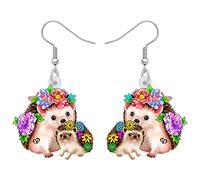 YAYAKO Cute Hedgehog Earrings for Women Girls Accessories Acrylic Hypoallergenic Hook Dangle Jewellery Novelty Mother's Day Gifts (Multi)