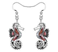 YAYAKO Enamel Cute Hippocampus Earrings Dangle Novelty Zinc Alloy Ocean Animals Jewellery Seahorse Gifts for Women Girls Charms (Black)