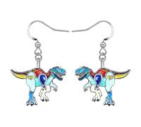 YAYAKO Enamel Dinosaur Earrings Dangle Zinc Alloy Fashion Jewellery Triceratops Earrings Gifts for Women Girls Dinosaur Party Favors (Tyrannosaurus Rex Earrings Blue)