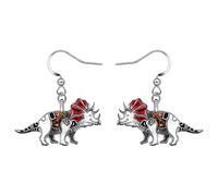 YAYAKO Enamel Dinosaur Earrings Dangle Zinc Alloy Fashion Jewellery Triceratops Earrings Gifts for Women Girls Dinosaur Party Favors (Triceratops Earrings Black)