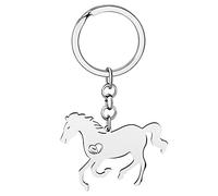 YAYAKO Fun Horse Keychains for Women Girls Gifts Novelty Stainless Steel Keyring Car Key Purse Charms Metal Decorations (Silver A)