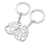YAYAKO Funny African Gorilla Keychain Stainless Steel Monkey Key Chain Gorillas Gifts for Women Girls Wallet Car Key Rings (Couples Silver Plated)