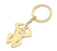 YAYAKO Funny African Gorilla Keychain Stainless Steel Monkey Key Chain Gorillas Gifts for Women Girls Wallet Car Key Rings (Gold Plated)