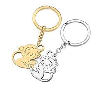 YAYAKO Funny African Gorilla Keychain Stainless Steel Monkey Key Chain Gorillas Gifts for Women Girls Wallet Car Key Rings (Gold Silver Plated)