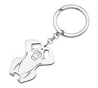 YAYAKO Funny African Gorilla Keychain Stainless Steel Monkey Key Chain Gorillas Gifts for Women Girls Wallet Car Key Rings (Silver Plated)
