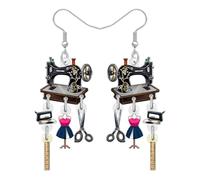 YAYAKO Sewing Gifts Vintage Sewing Machine Earrings Dangling Handmade Jewellery 90s Nostalgia Gifts for Quilters Women Seamstress Nostalgic 80s 70s Accessories (Black)