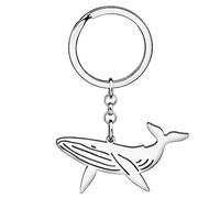 YAYAKO Sperm Whale Shark Keychain Gifts for Women Girls Stainless Steel Wallet Key Keyring Charms Cute Sea Life Decorations (Silver D)