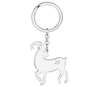 YAYAKO Stainless Steel Cute Goat Keychain Purse Car Key Keyring Fashion Jewellery Goat Gifts for Goat Lovers Women Girls Charms (Plated Silver)