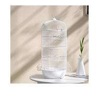 YAYAOVP-24927 Bird Carrier Bird Cage Round Cage Parrot Round Bird Cage Type Wire Simple Bird Cage with Tray Economy Bird Cage Parrot Parakeet Macaw Small Bird(White)