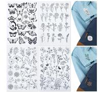 Yayatty 100 PCS Stick and Stitch Embroidery Paper Designs Water Soluble Stabilizer for Embroidery Patterns Adhesive Embroidery Transfer Paper with Pre-Printed Flower Butterfly for Hand Sewing Lover