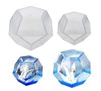 Yayatty 2 PCS Sphere Silicone Resin Molds, Clear Silicone Faceted Sphere Molds Clear 3D Polyhedron Sphere Silicone Molds for Epoxy Resin, Candle Home Decor