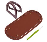 Yayatty 2 W PCS Wooden P. Handles, 1 L. Oval, D-Shaped W. Handle w/ Leather Base, Brown