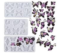 Yayatty 3 Pack Butterfly Silicone Molds for Resin, Various Butterfly Shaped Epoxy Silicone Casting Molds with Hole, Resin Keychain Silicone Molds for Jewelry Making Keychain Decor Crafts