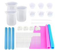Yayatty 46 PCS Resin Mixing Cups Set, 3 Style Silicone Measuring Cups, Epoxy Resin Tools Kit with Silicone Slay Mat, Silicone Sticks, Plastic Droppers for Epoxy Resin, Jewelry Making