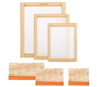 Yayatty 5 PCS Screen Printing Starter Kit - 3 Sizes Wood Silk Screen Printing Frames & Squeegees