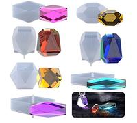 Yayatty Crystal Resin Molds, 7 Style Multi-Facet Gemstone Cube Silicone Resin Molds, Cube Geometric Silicone Molds for Epoxy Resin for Jewelry Making, Home Decor