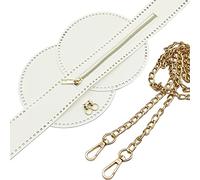 Yayatty PU Leather Backpack Making Kits, 6 PCS White Leather Handbag Kit with Round Bag Bottoms Bag Top Zipper Cover Bag Strap for Purses Shoulder Bags Crossbody Bags