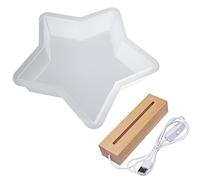 Yayatty Resin Silicone Molds Large, Star Shape Large Silicone Molds for Resin with USB Powered Wooden Lighted Base Stand for DIY Table Crafts Party Wedding Desktop Lamp Home Decor
