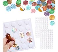 Yayatty Silicone Wax Seal Mat, 30 Cavity Silicone Pad for Wax Seal Stamp Wax Sealing Mat with Removable Sticky Dots for DIY Craft Adhesive