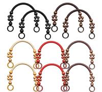 Yayatty Wooden Beaded Bag Handles, 10Pcs 5 Colors Purse Handles Nylon Rope Purse Straps Replacement Bag Handles U-Shape Purse Handles for Bag Making Shoulder Bag Handbag DIY Crochet Bag, 18.5 Inch