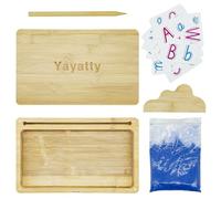 Yayatty Wooden Sand Trays Sand Tray with Lid for Kids Writing Letters and Numbers, Montessori Sand Tray Wooden Sand Writing Trays with Sand, Card, Pen for Kids Drawing, 10.2 x 6.3 inch, Blue