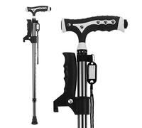 Yayayo Walking Cane for Men & Women Aluminum Alloy Lightweight Height Adjustable Walking Stick Heavy Duty Foldbale Free Standing Cane with LED for Seniors Adults