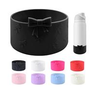 YAYAYOUNG Bow Silicone Boot for Owala 32oz Water Bottle,Anti-Slip Protective Sleeve Bottom Bumper Protector for FreeSip, Twist, and Flip Stainless Steel Water Bottles Accessories-Black