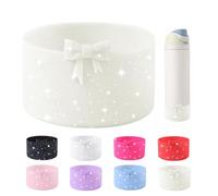YAYAYOUNG Glitter Bow Silicone Boot for Owala 32oz Water Bottle,Anti-Slip Protective Sleeve Bottom Bumper Protector for FreeSip, Twist, and Flip Stainless Steel Water Bottles Accessories-Beige