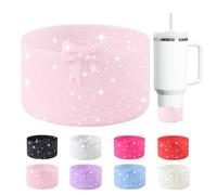 YAYAYOUNG Glitter Bow Silicone Boot for StanleyTumbler 20-40oz& Owala Water Bottle 24oz& IceFlow 20oz 30oz& Hydroflask Water Bottle 12-24oz Anti-Slip Sleeve for Stanley Cup Accessories-Pink